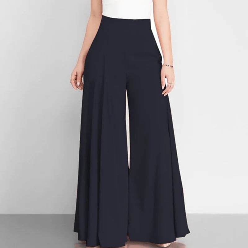 Solid Color High Waist Wide Leg Pants