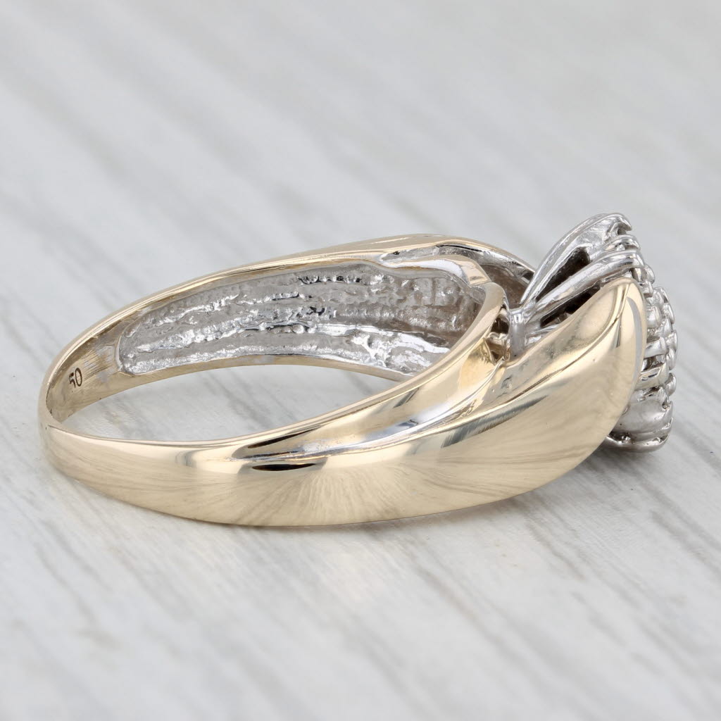 0.45ctw Diamond Cluster Bypass Ring 10k White Yellow Gold Size 8 Engagement