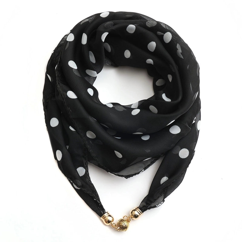 Women's Classic Style Splicing Polka Dots Flower Polyester Printing Silk Scarf