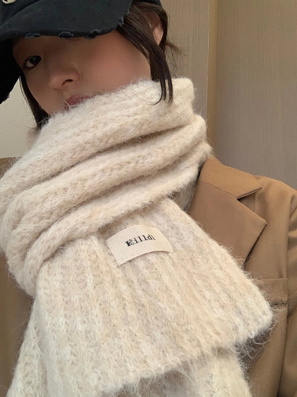 Women's Preppy Style Minimalist Solid Color Mohair Scarf