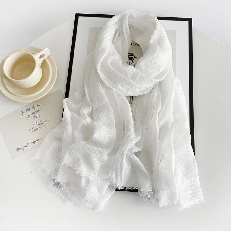 Women's Minimalist Solid Color Imitation Cotton And Linen Silk Scarf