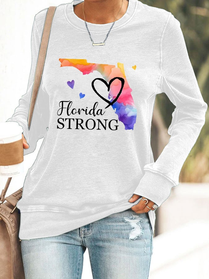 Women's Florida  Strong Mitton Hurricane Print Casuasl Sweatshirt