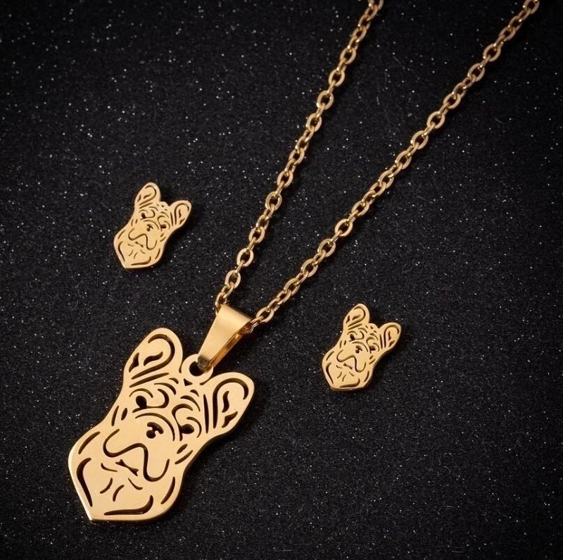 Minimalist Geometric Leaf Heart Shape Stainless Steel Plating Earrings Necklace 1 Set