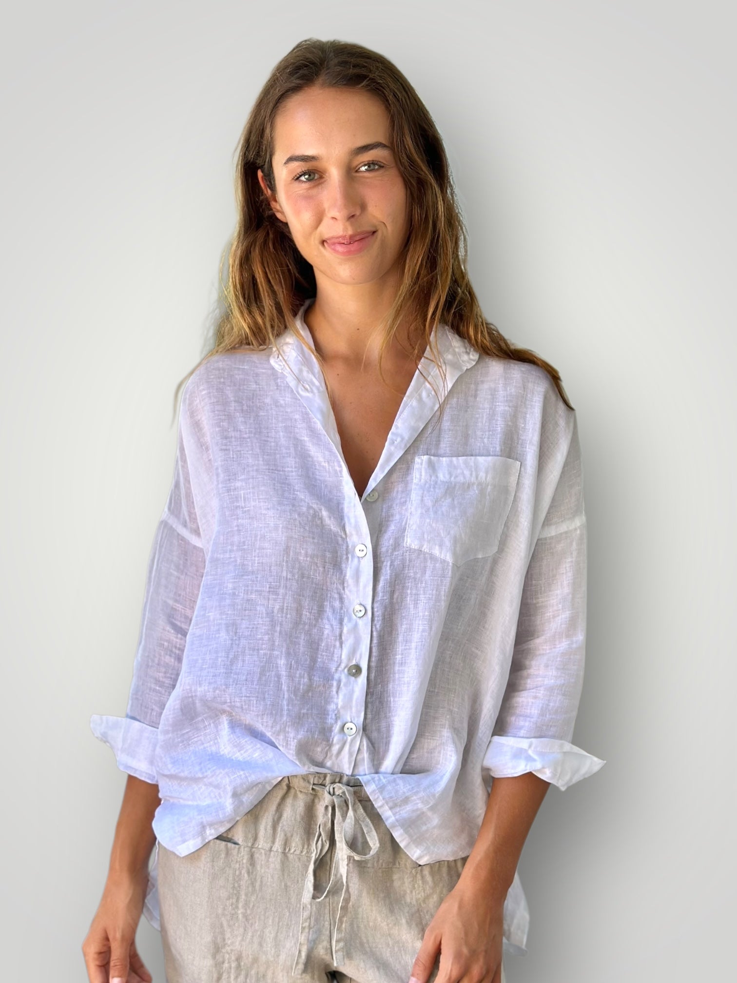 rosie shirt - white linen