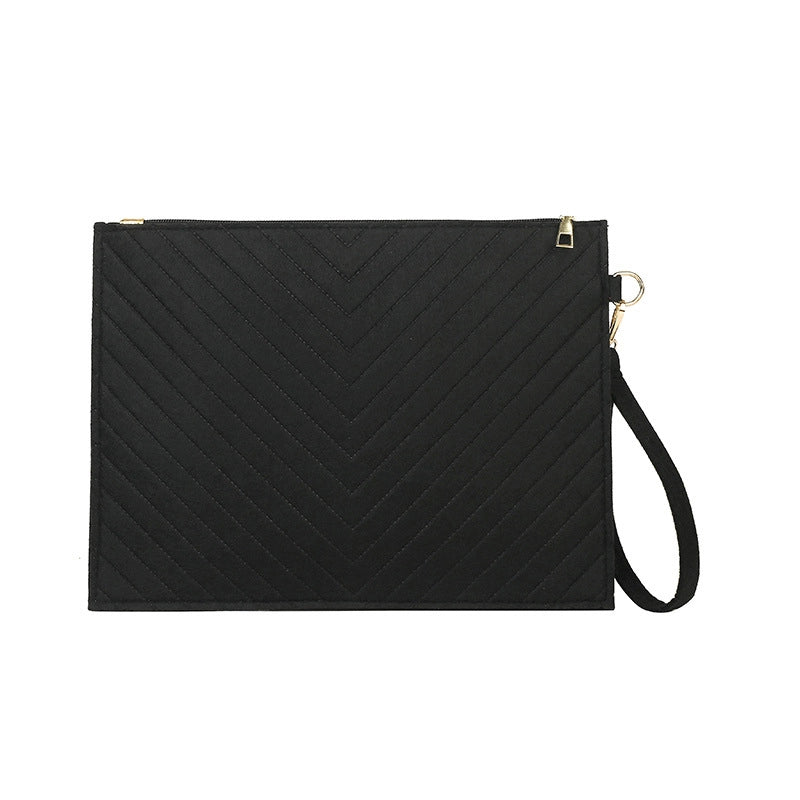 Women's Medium Felt Solid Color Basic Classic Style Square Zipper Envelope Bag