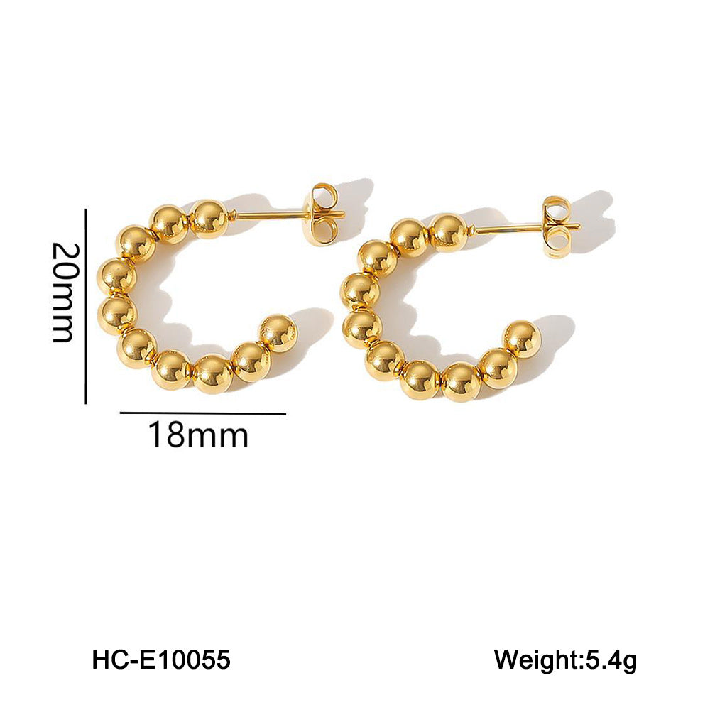 Sphere Geometric Stainless Steel Electroplating Earrings