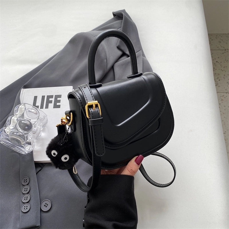 Women's Small Pu Leather Solid Color Cute Square Zipper Handbag