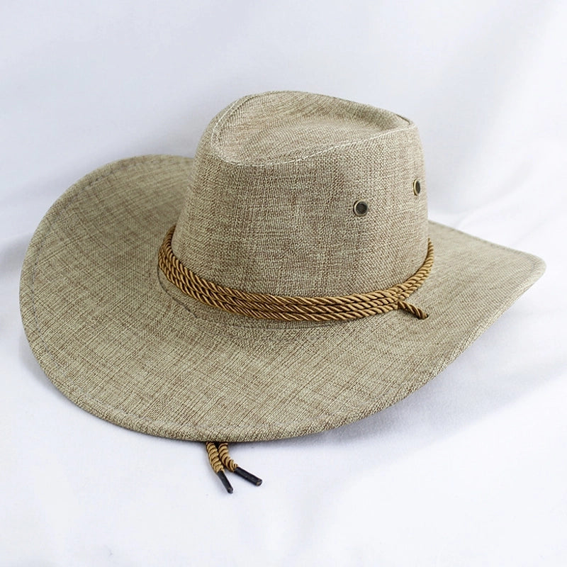 American Western Cowboy Hat Spring And Autumn Leather Men's Mountain Climbing Spanish Women's Sun Big Edge Sun Hat Sunscreen Travel