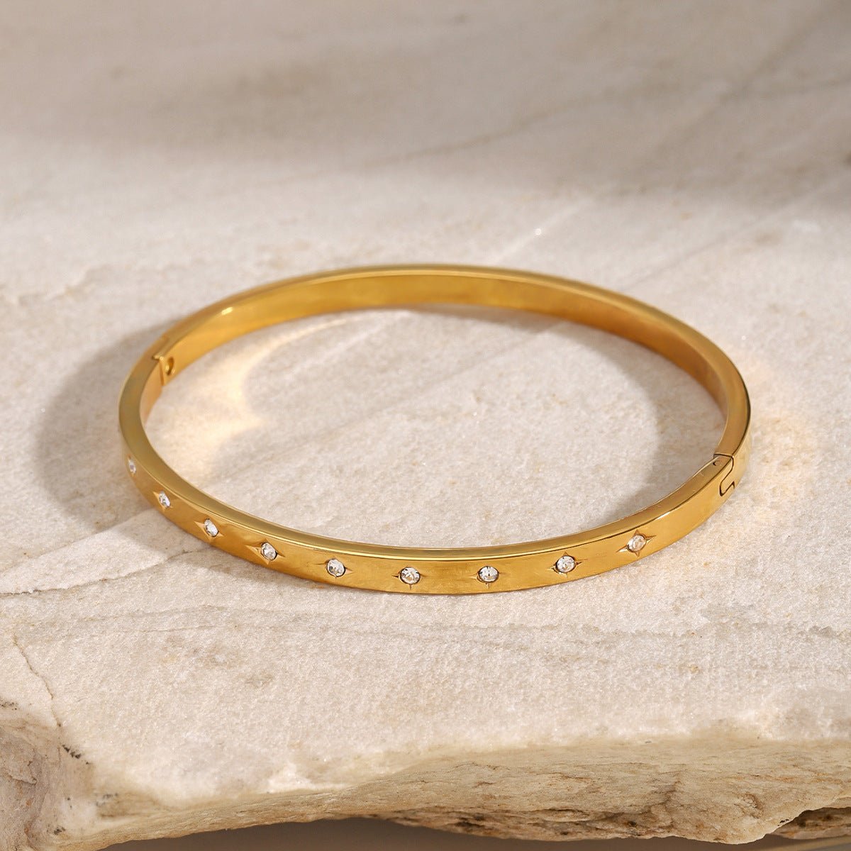 Stainless Steel Rhinestone Buckle Bracelet High Version 18K Gold-Plated Bracelet Titanium Steel Jewelry