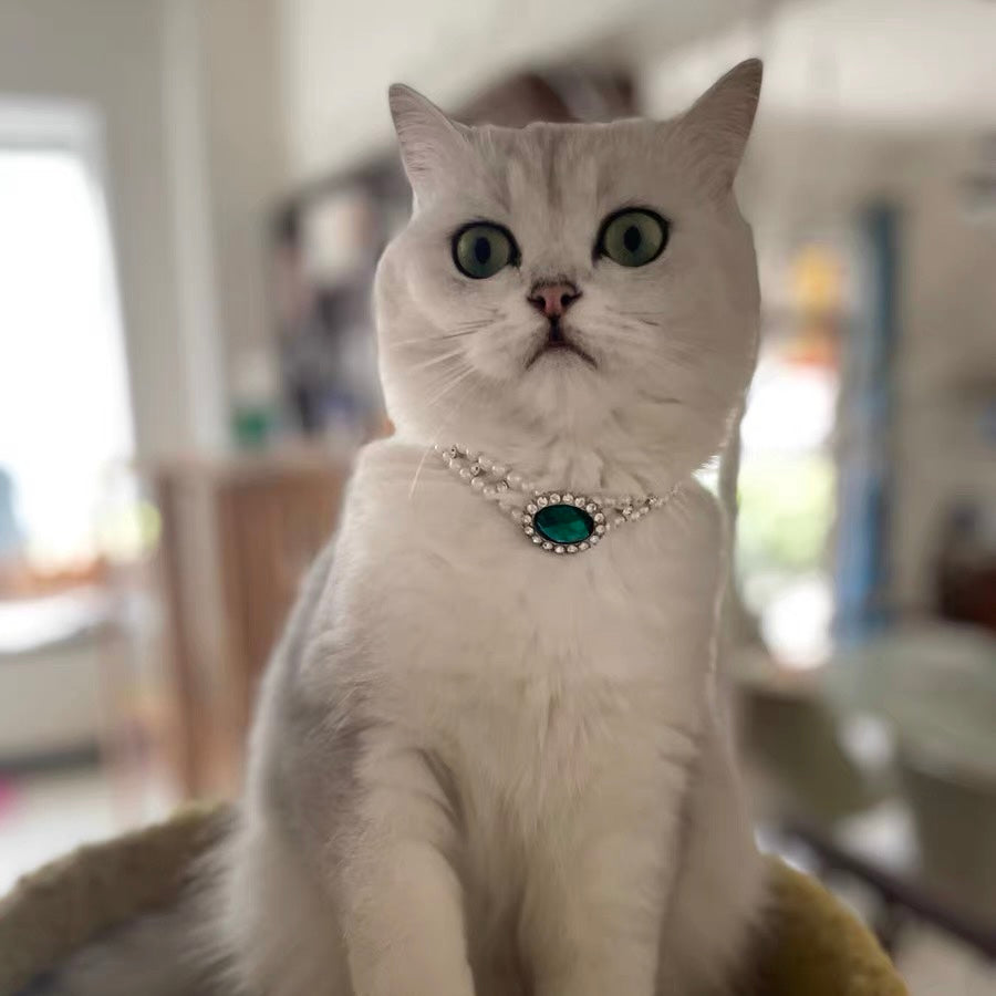 Rhinestone Pearl Design Pet Necklace