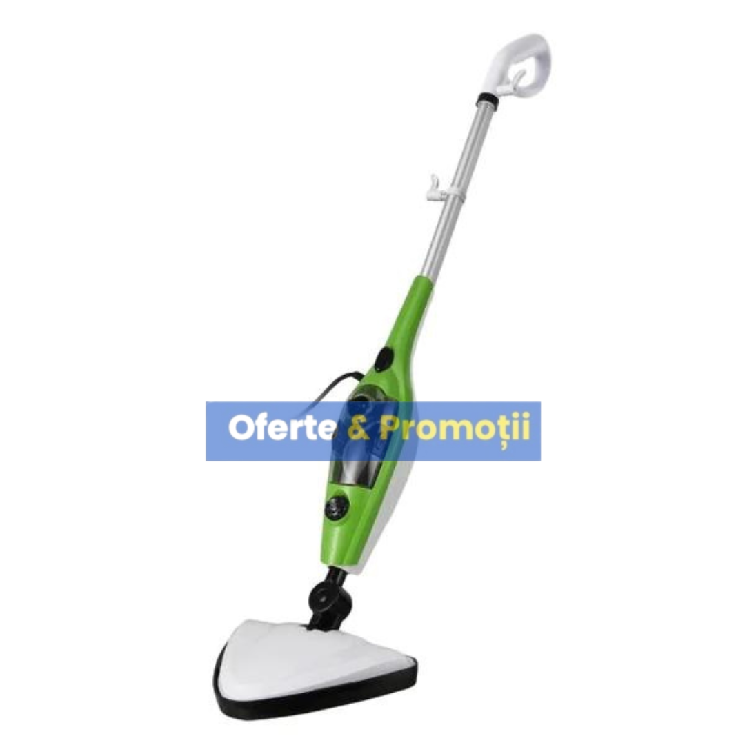 MOP CU ABURI H2O MOP X10 - CURATARE FARA EFORT PENTRU GEAMURI. PARCHET SI MULTE ALTE SUPRAFETE - PUTERE UIMITOARE DE 1475 W. OPRIRE AUTOMATA. INCALZIRE RAPIDA IN 1 MINUT - IDEAL PENTRU REZIDENTE