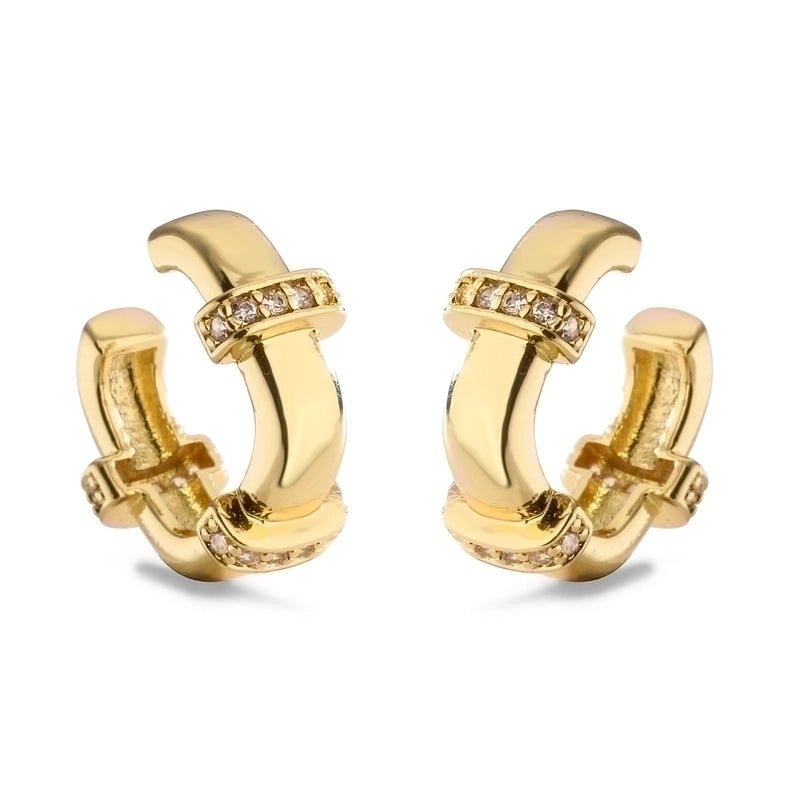 1 Pair Ig Style French Style Minimalist Leaves Twist Plating Inlay Copper Zircon 18k Gold Plated Ear Cuffs