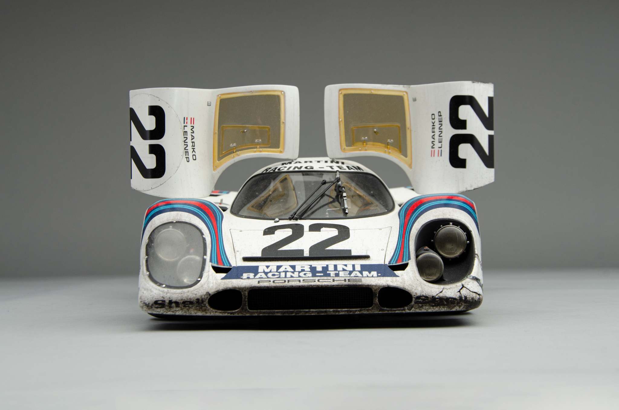 Porsche 917 KH - Ganador de Le Mans 1971 - Decoración Martini - Carrera desgastada