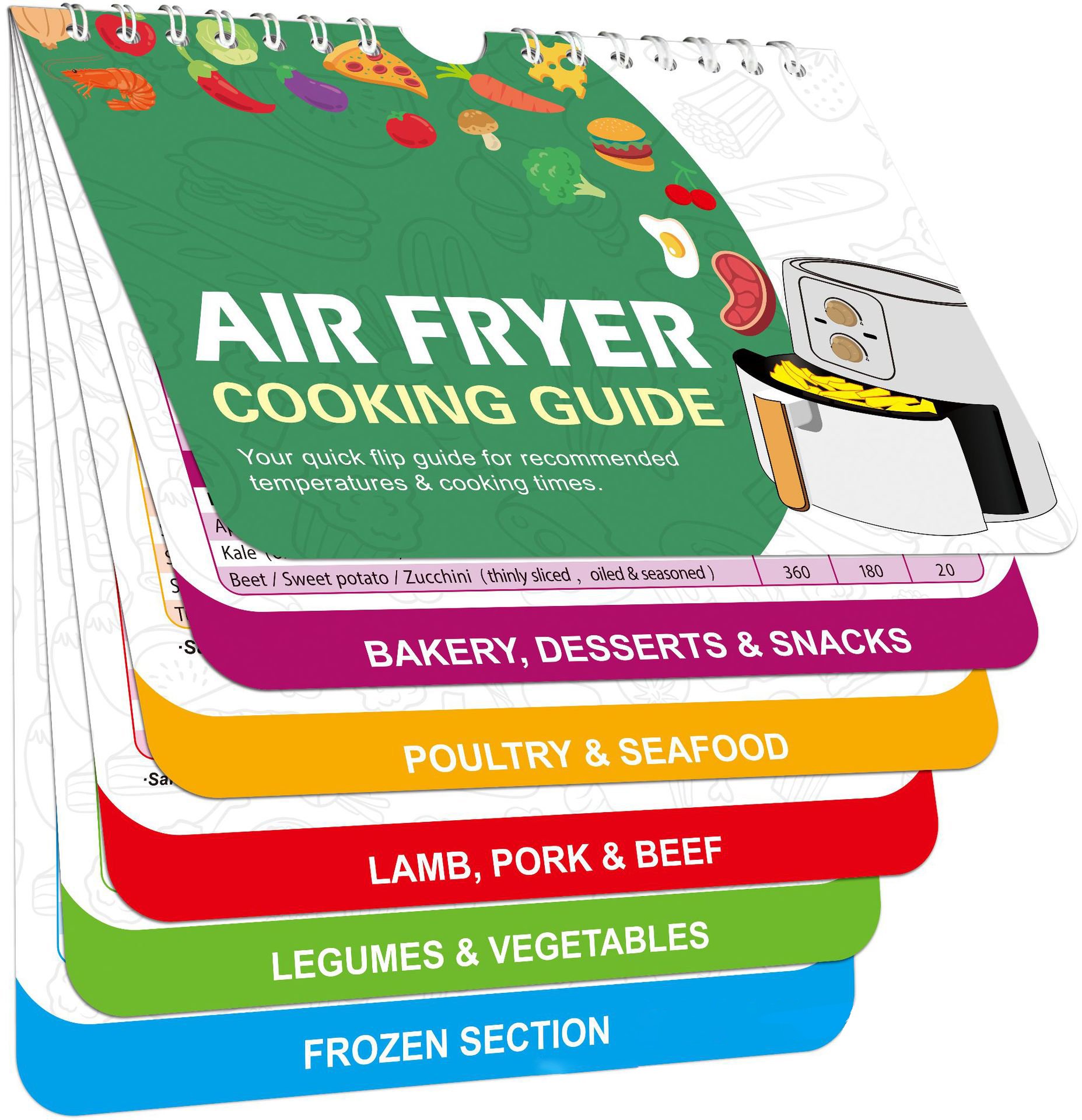 Air Fryer Cheat Sheet Magnets Cooking Guide Booklet