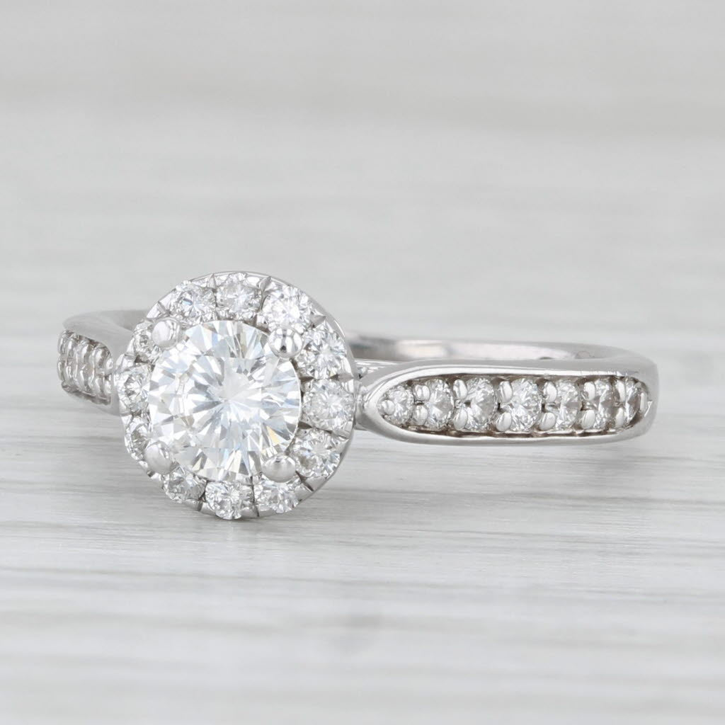 0.83ctw The Leo Diamond Engagement Ring Round Halo 14k White Gold Size 4.75