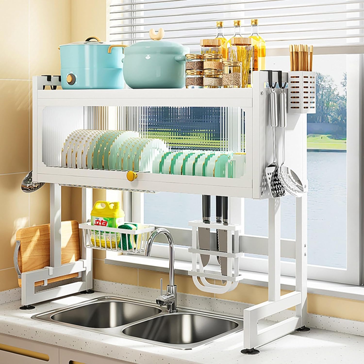 85cm Kitchen Storage Dish Rack With Cabinet