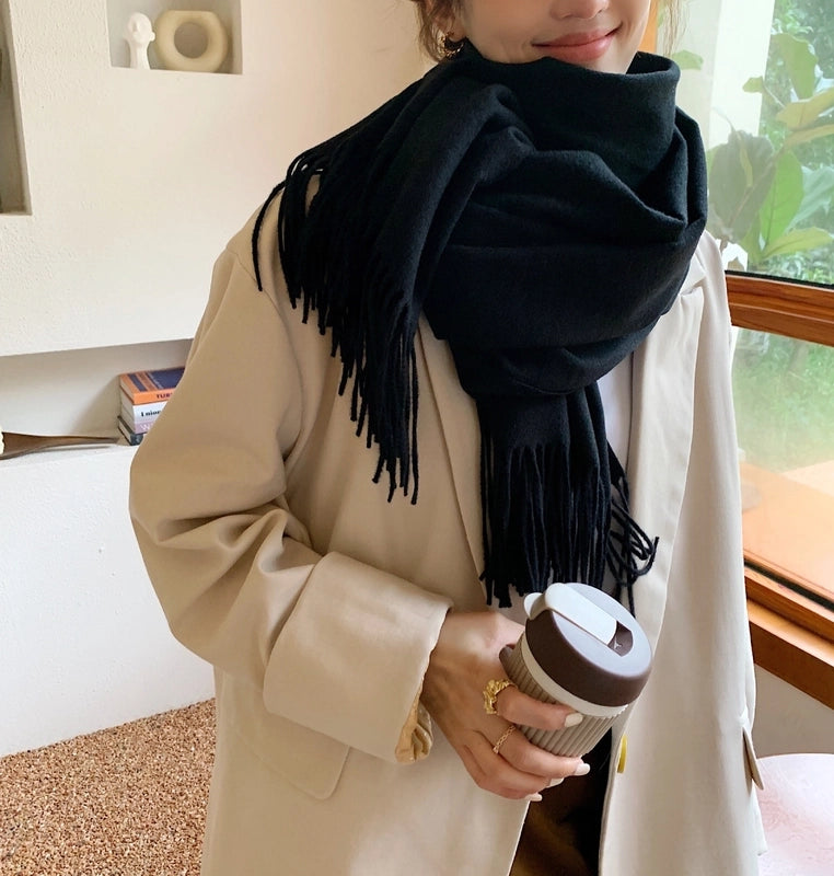 Women's Basic Minimalist Classic Style Solid Color Viscose Fiber Scarf