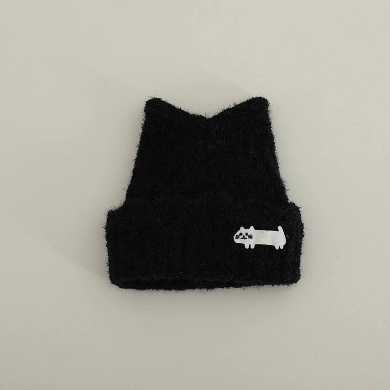 Cute Cat Ears Plush Knitted Hat Autumn And Winter Children Warm Baby's Knit Hat Personality Girl Sleeve Cap