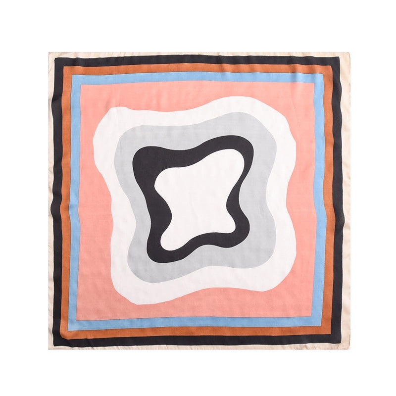 Women's Sweet Color Block Satin Silk Scarf