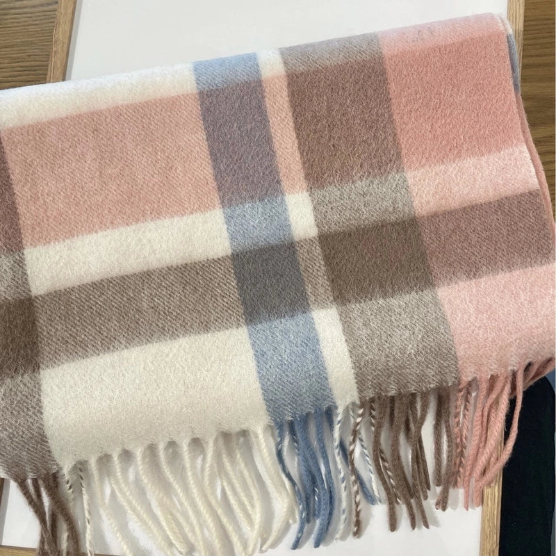 Women's Vintage Style Sweet Minimalist Stripe Plaid Artificial Wool Scarf