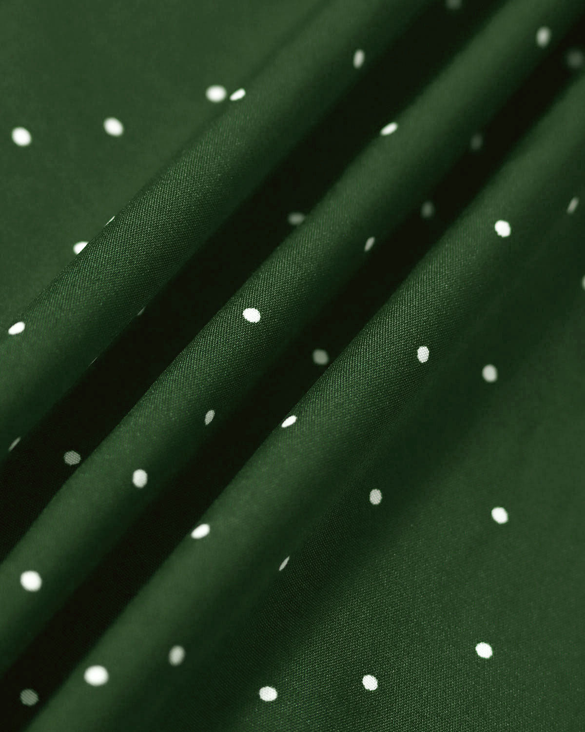The Green Round Neck Polka Dot Cutout Midi Dress