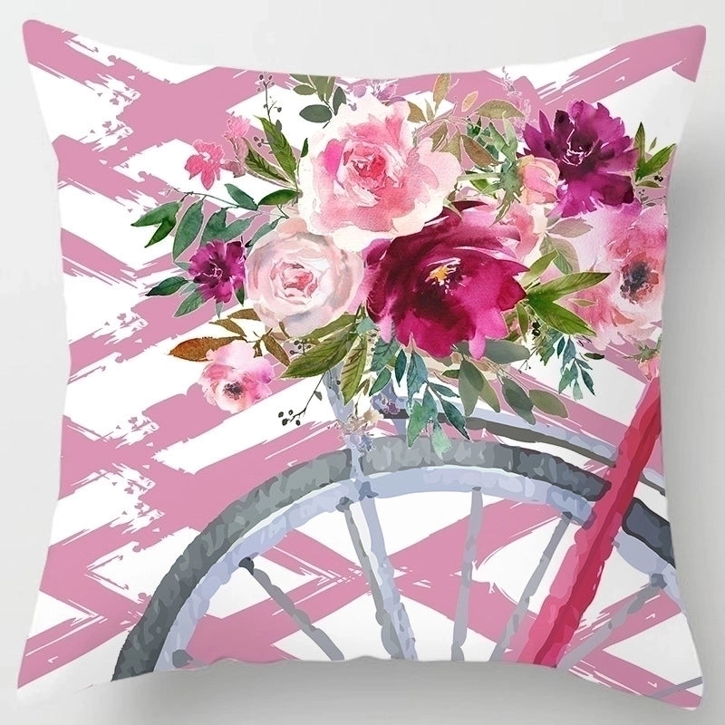 Sweet Minimalist Classic Style Letter Color Block Fibre Peach Skin Pillow Cases