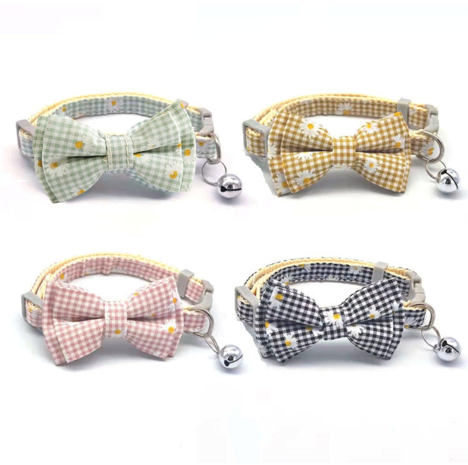 Pet Adjustable Bow Collar with Daisy Pattern