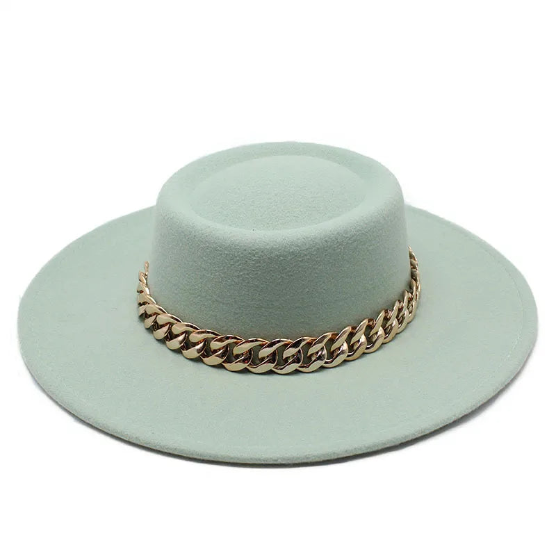Elegant Round Concave Flat Top Woolen 8.5cm Top Hat Men And Women Fashion Flat Top Woolen Top Hat