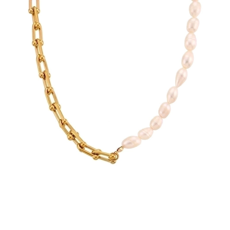 Basic Minimalist Classic Style Geometric 304 Stainless Steel 18K Gold Plated Necklace