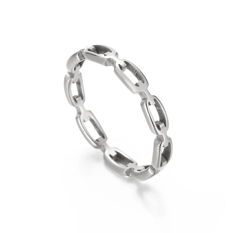 Minimalist Classic Style Solid Color Titanium Steel 18K Gold Plated Plating Chain Rings