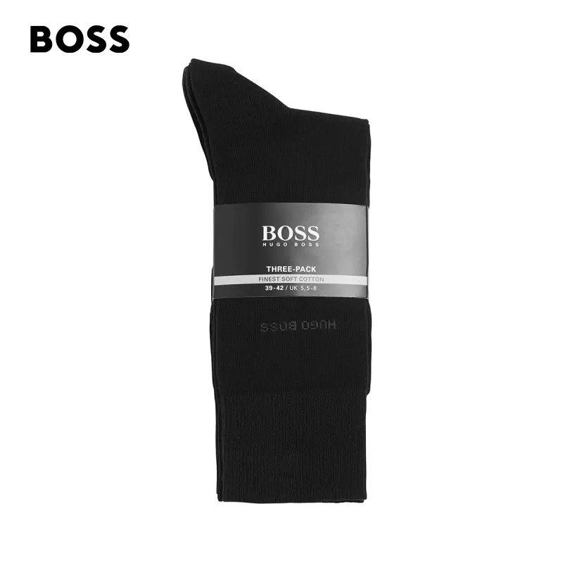 BOSS Men-s Three Pair Cotton Blend Socks