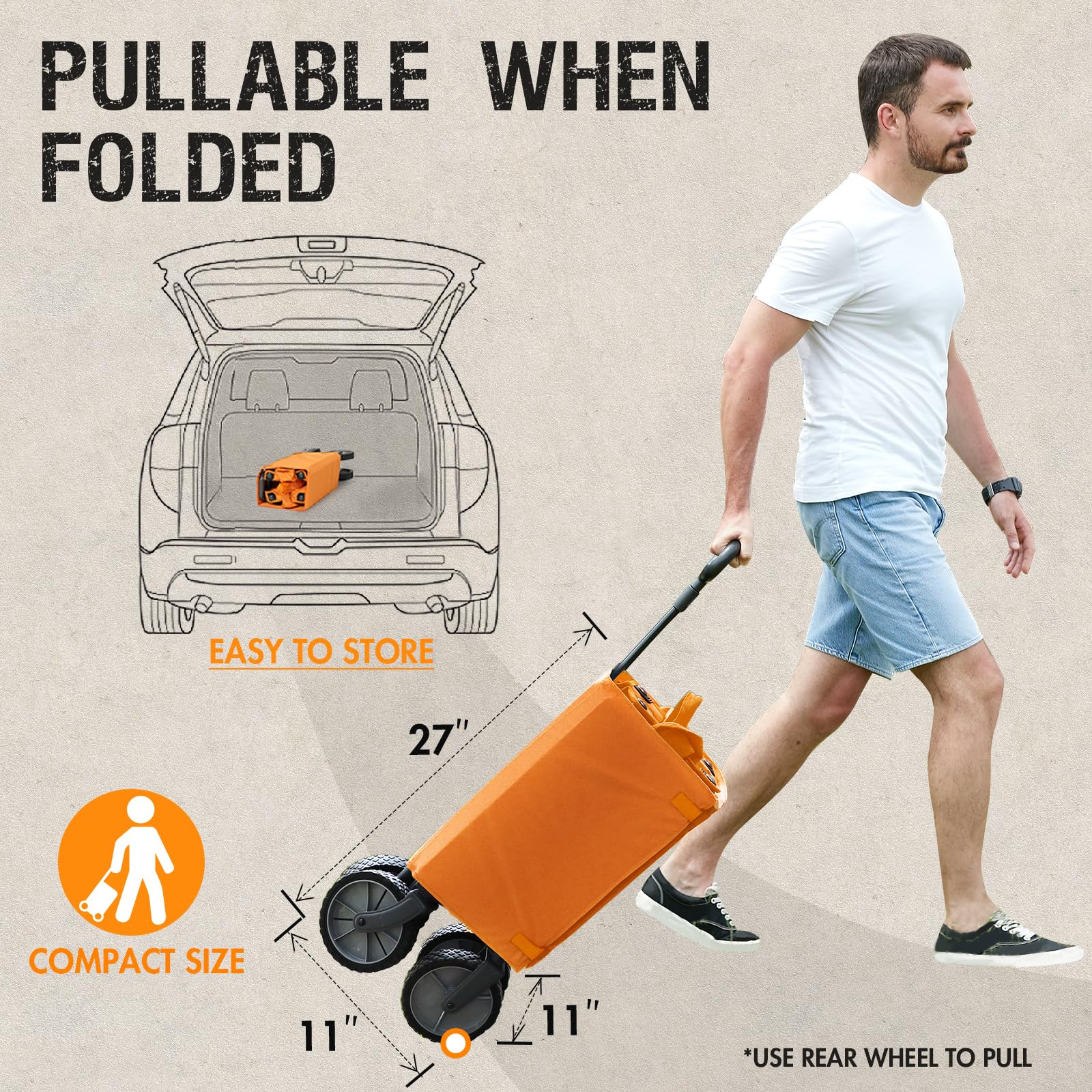 💥 Last Day Buy 2 Get 70% OFF💥PORTAL Folding Utility Wagon Collapsible Cart, 220lbs weight capacity