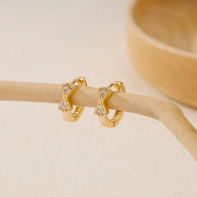 1 Piece IG Style Minimalist Geometric Inlay Copper Zircon Earrings