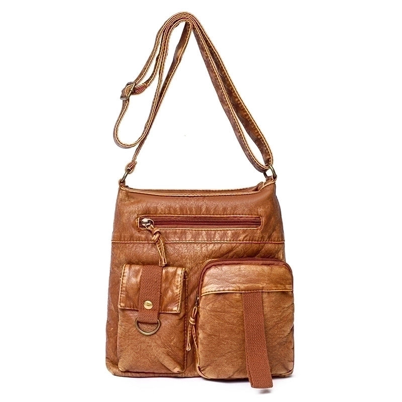 Women's Large Pu Leather Solid Color Fashion Square Zipper Crossbody Bag