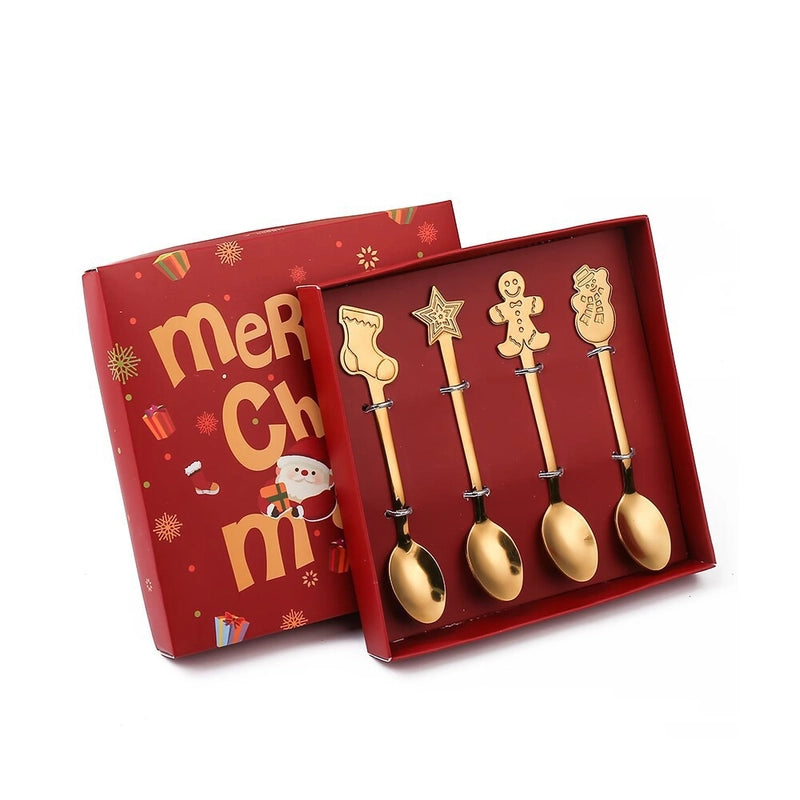 Christmas Cute Christmas Socks Gingerbread Snowman 410 Stainless Steel Spoon 1 Piece 1 Set