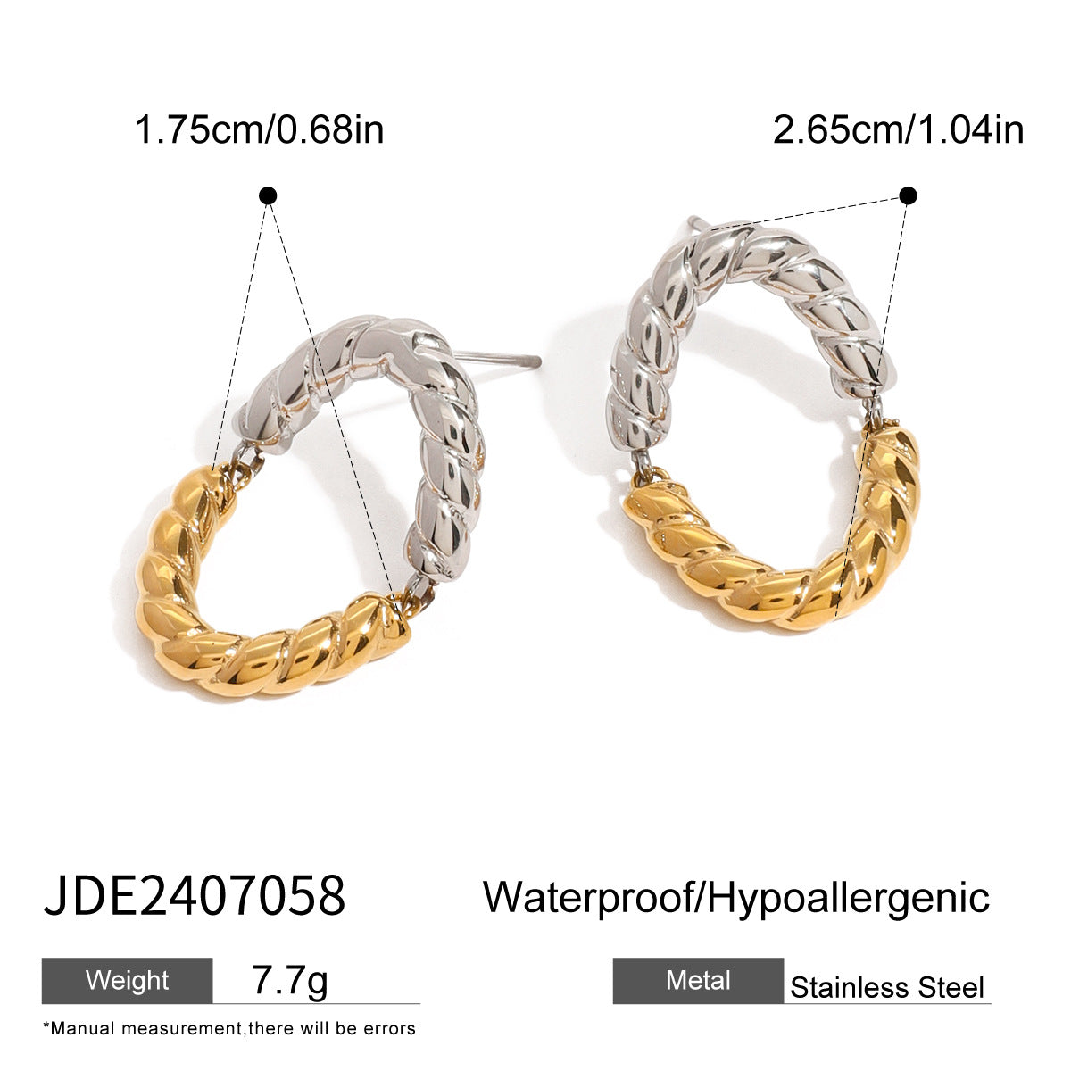 Stainless Steel Color Matching Circle Earrings Niche Ins Earrings Titanium Steel Earrings