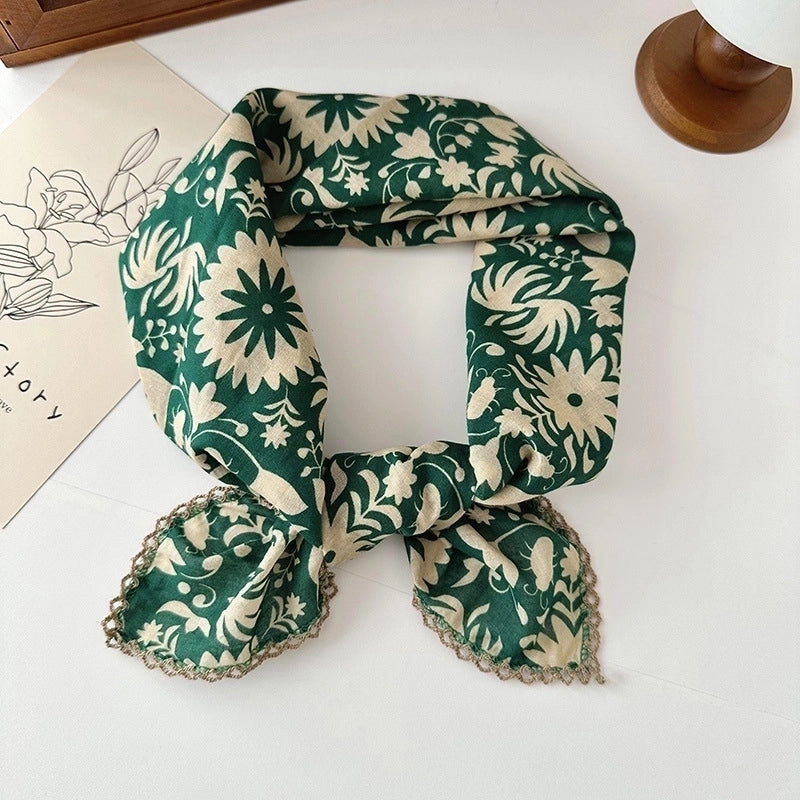 Women's Elegant Sweet Printing Cotton And Linen Silk Scarf