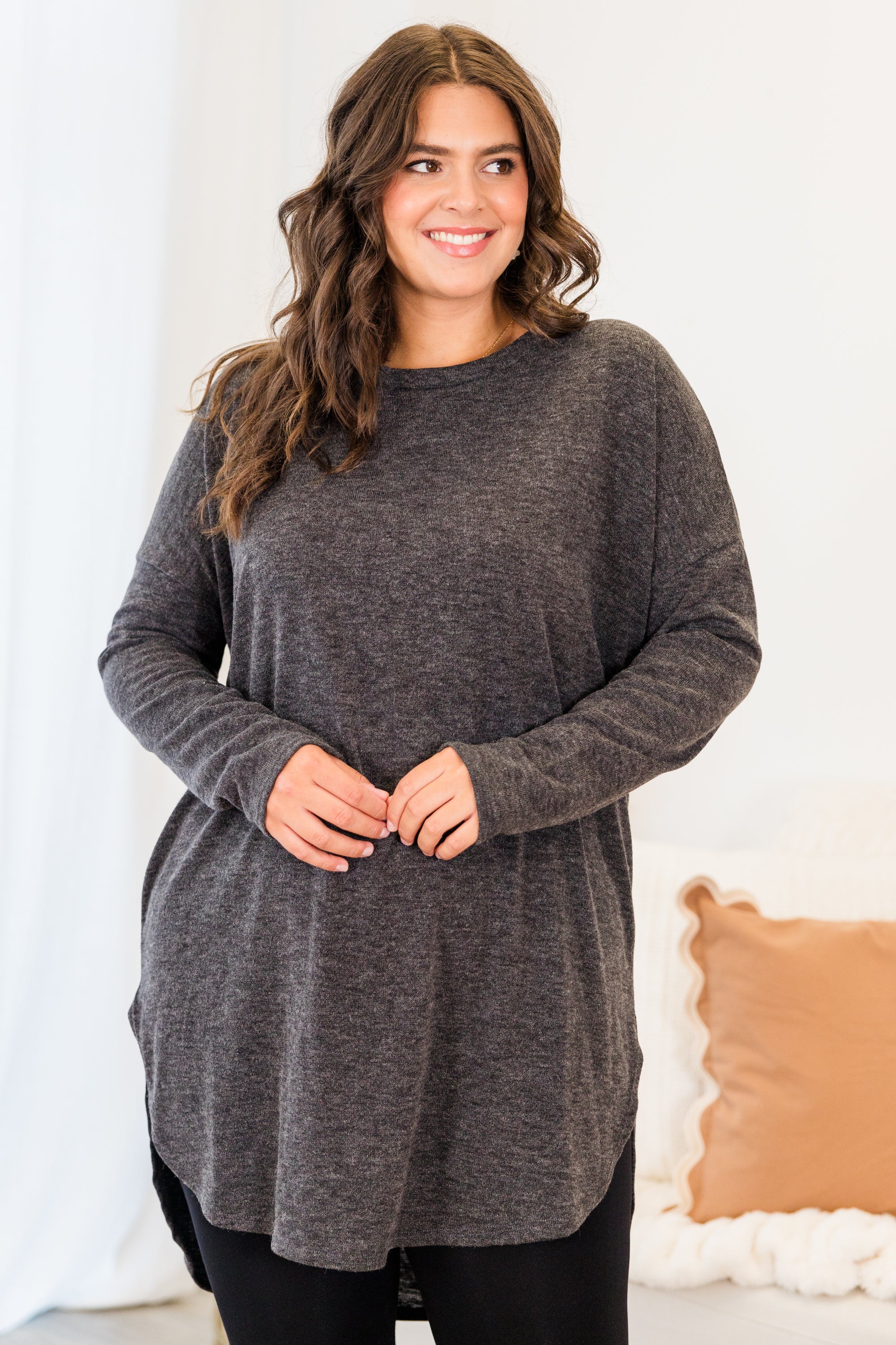 Cafe Cutie Tunic. Charcoal