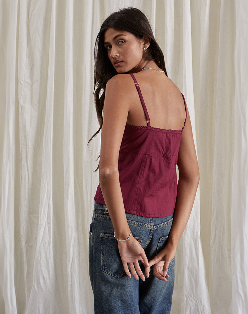 Jepuni Cami Top in Burgundy