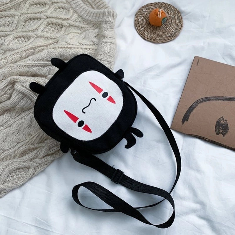 Women's Medium Canvas Cartoon Cute Zipper Crossbody Bag