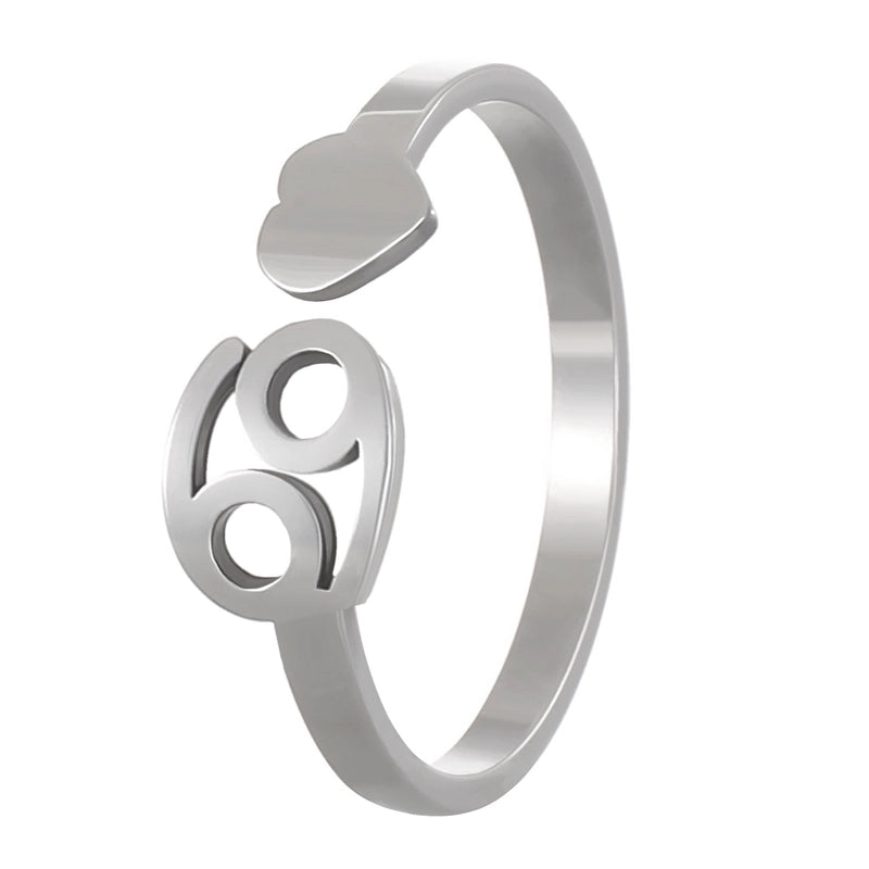 Minimalist Twelve Constellation Stainless Steel Open Rings
