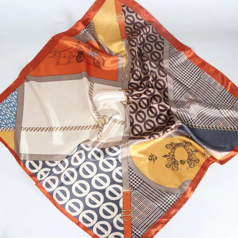 Women's Retro Bohemian Geometric Satin Printing Scarves & Gloves