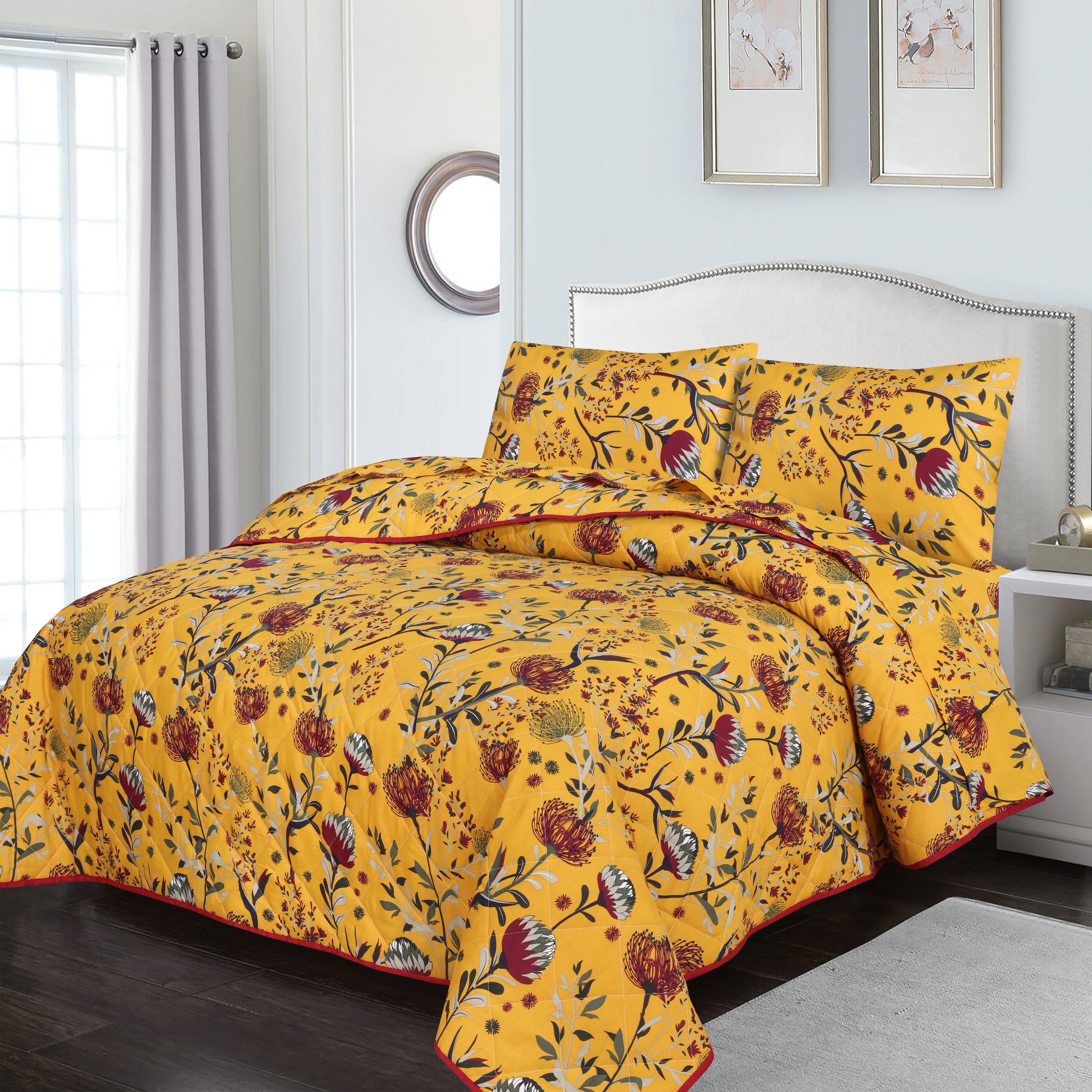 Mustard Floral - Summer Comforter 8pcs Set