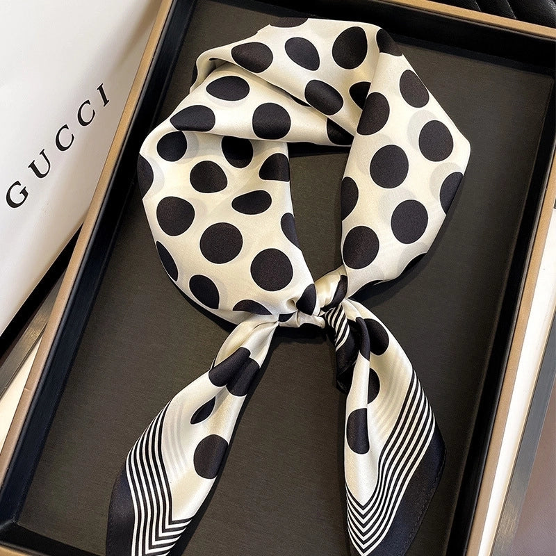 Women's Elegant Minimalist Flower Satin Printing Silk Scarf