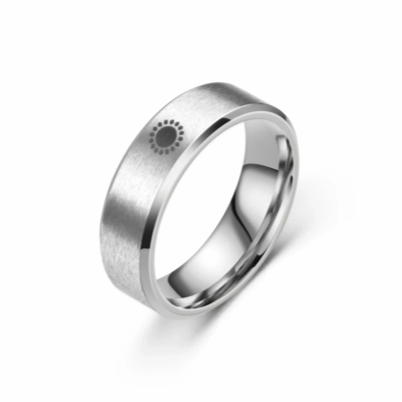 Vintage Style Sun Star Moon Titanium Steel Plating Carving Rings