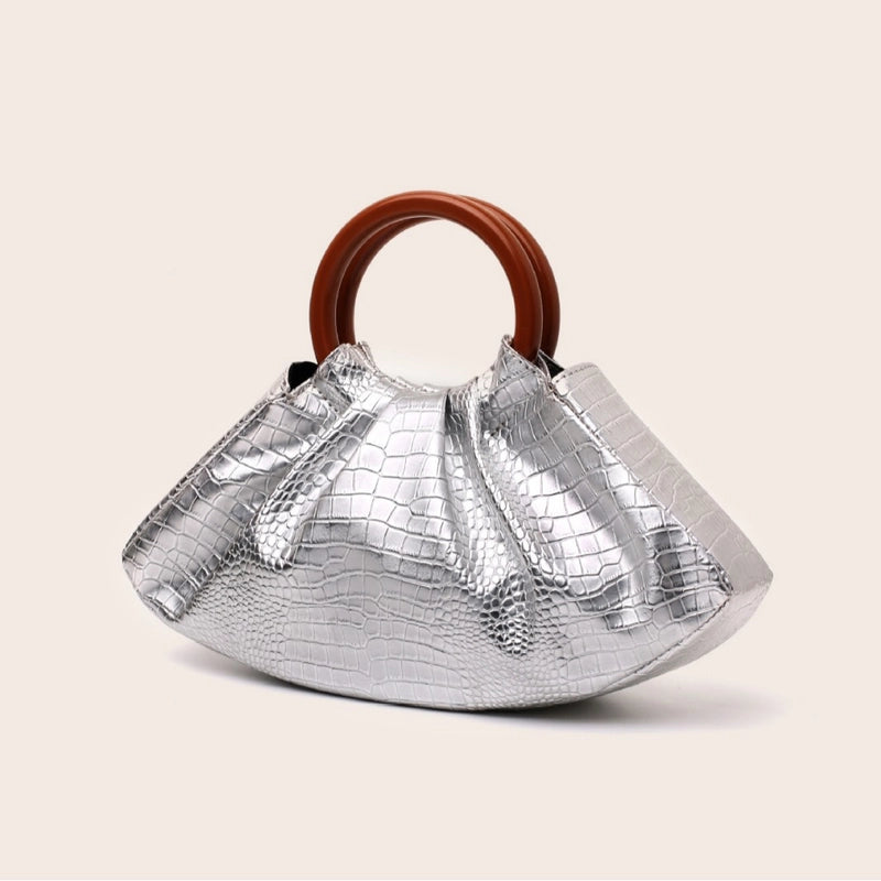 Gold Silver Orange Pu Leather Solid Color Crocodile Shell Evening Bags