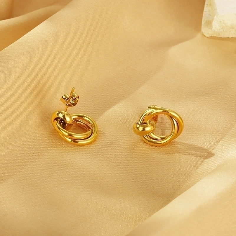 1 Pair Minimalist Circle 304 Stainless Steel 18K Gold Plated Ear Studs