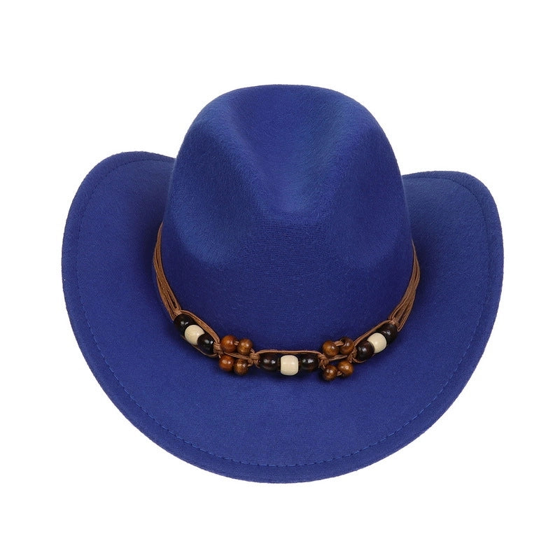 Tibetan Western Denim Top Hat Spring And Autumn New Jazz Hat Big Brim Five-pointed Star Belt Accessories Felt Hat For Men And Women