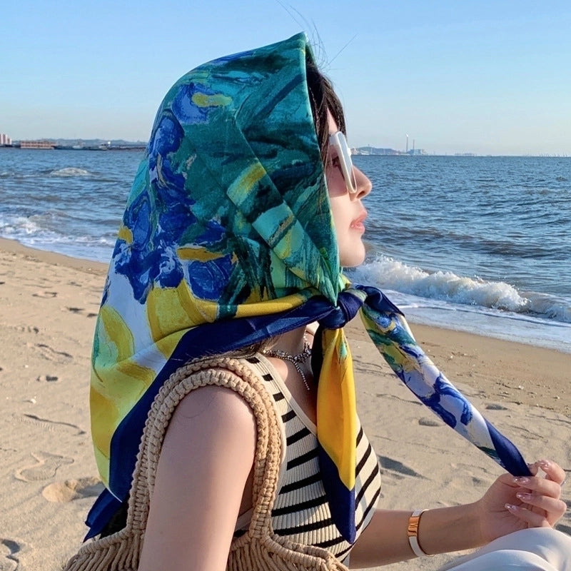 Women's Sweet Minimalist Flower Polyester Silk Scarf
