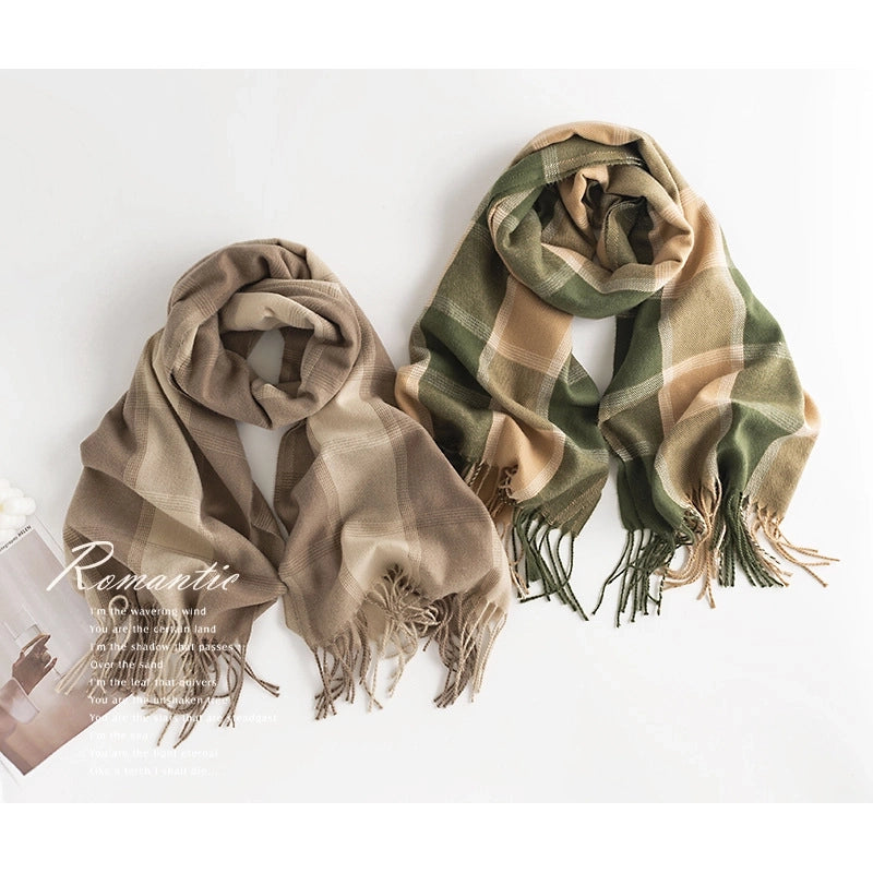 Unisex Casual Lattice Imitation Cashmere Scarf